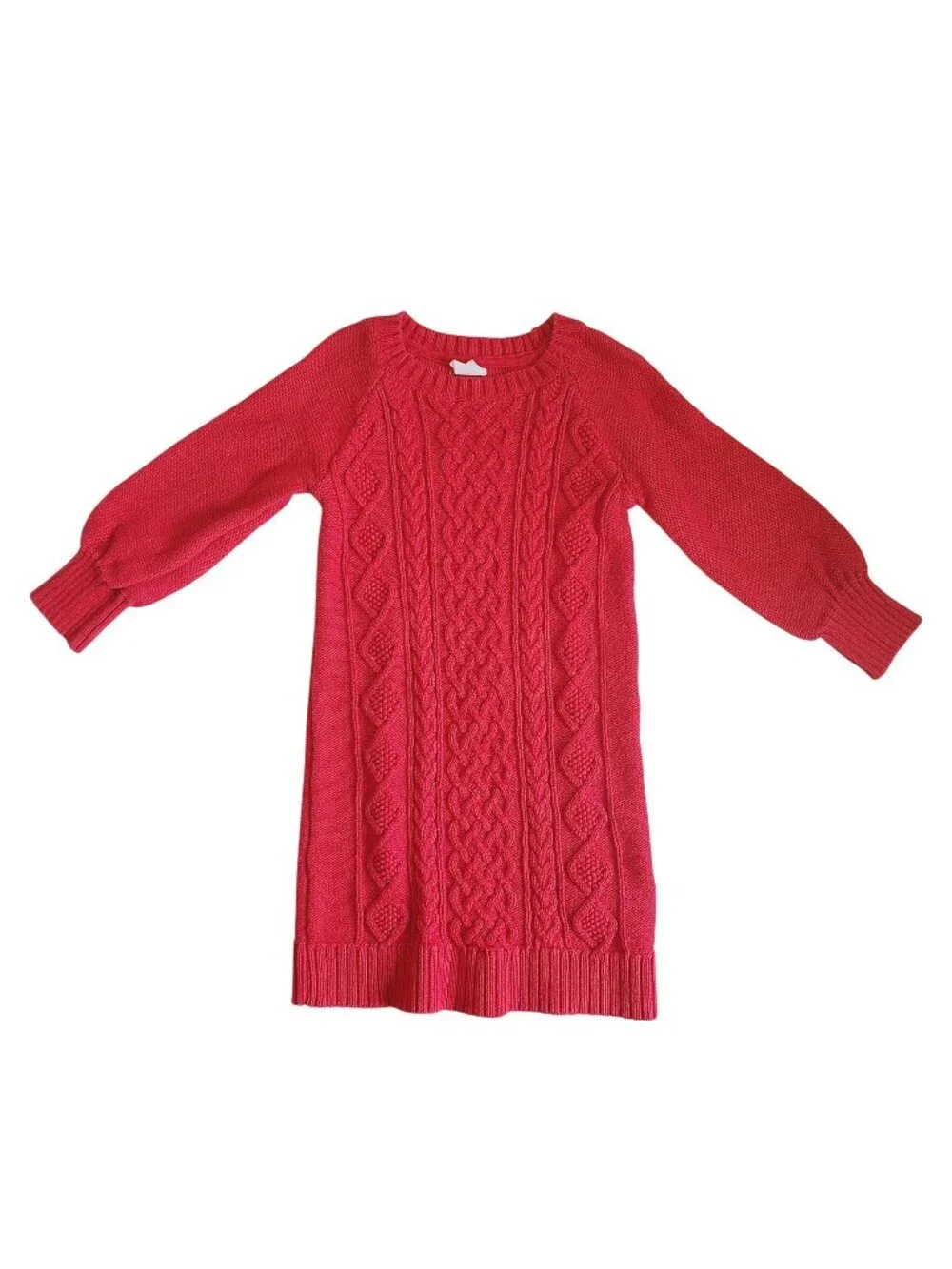 Baby Gap Cable Knit Sweater Dress 3T Red Long Sleeve Ribbed Cuffs Cotton Toddler